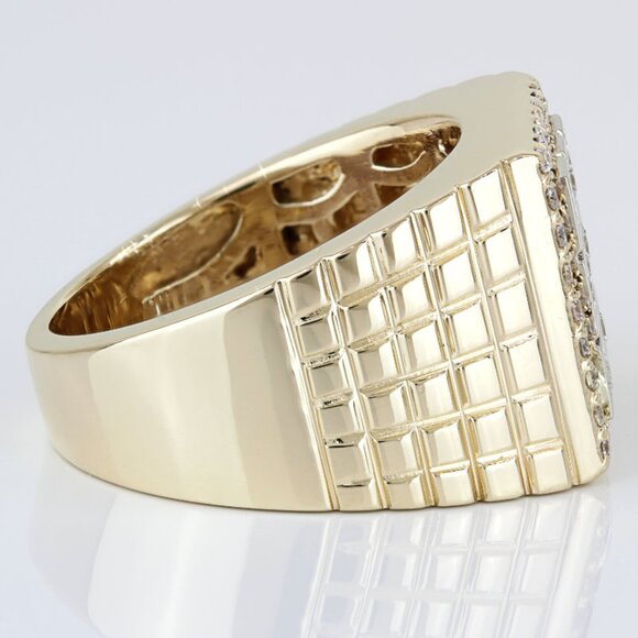 Vintage 14K Gold Urban Luxury Men's Diamond Ring Pave Cluster Bold Heavy Retro B - Picture 3 of 7